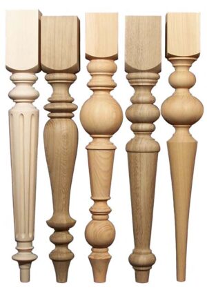 Esztergált fa asztallábak különféle féle fafajokból - bükk, tölgy, gleditsia, TL014